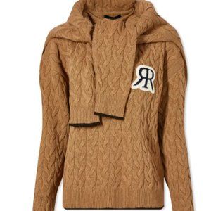 ROKH CABLE KNIT WITH TIE DETAIL TOFFEE